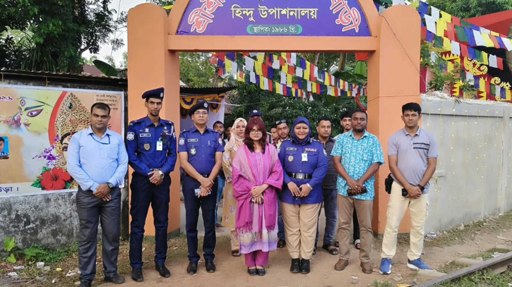 কুলাউড়ায় দুর্গাপূজার নিরাপত্তা ব্যবস্থা পরিদর্শনে পুলিশ সুপার জান্নাত আফরোজ